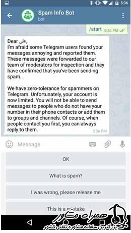 2-رفع ریپورت تلگرام با ربات Spam Info Bot